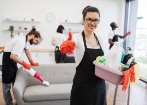 African American professional cleaning worker