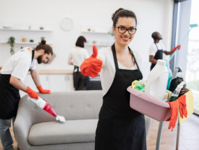 African American professional cleaning worker