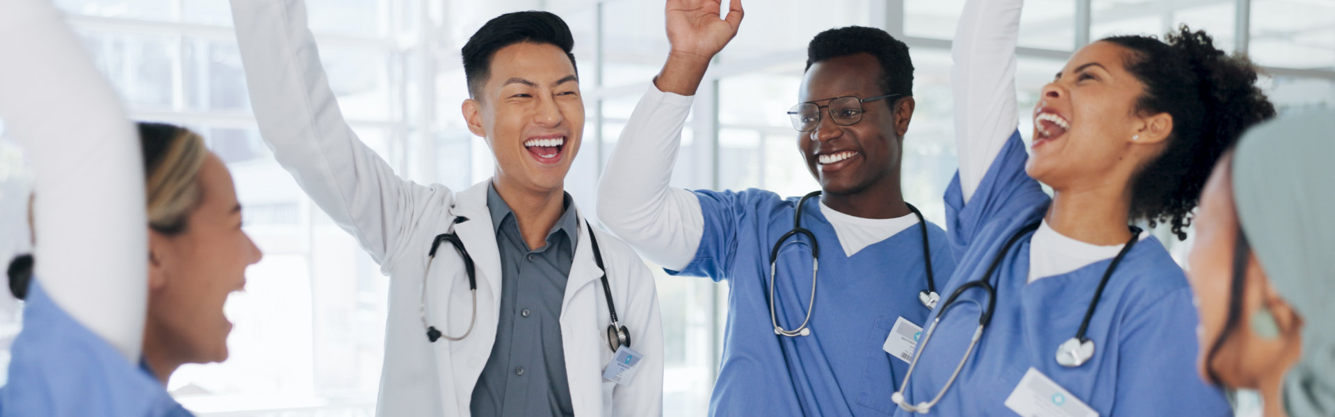 Doctor, hands or stack in teamwork motivation